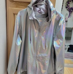 Holographic Silver Women's Jacket ONLY WORE ONCE. NEEDED A SMALLER SIZE.